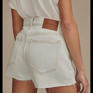 Lucky Brand Womens Mom High-Rise Shorts Light Wash Button Fly Size 4/27 Frayed